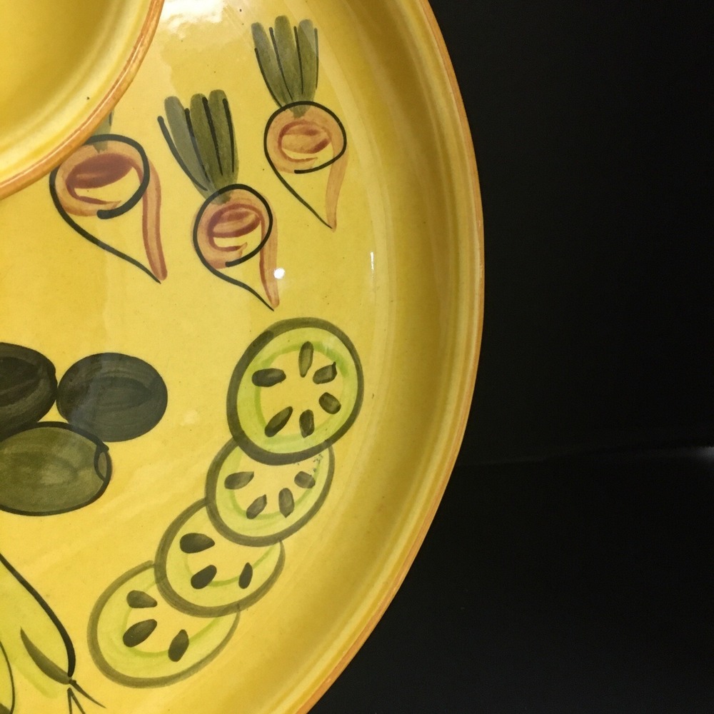 Vintage Los Angeles large bowl in Harvest Gold 13"Party Plate and Dip Bowl - Picture 5 of 8
